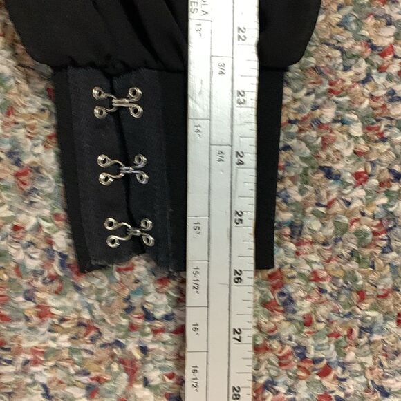 Blashe Black Hook and Eye with Chiffon Long Sleeves Crop Top Size S - Picture 13 of 14